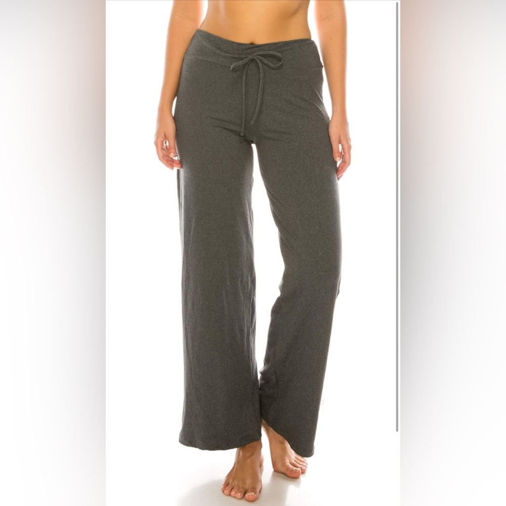 Leggings Depot Women’s Grey Drawstring Wide Leg Pajama/Loungepants Small